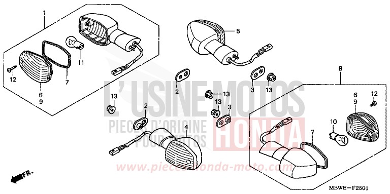 CLIGNOTANT (CBR600F/FS/FR) (CBR600F4-KO,2KO,U) de CBR600F VR Special PEARL FLASH YELLOW (Y163) de 2002